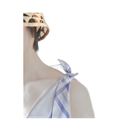 Checked cotton mini-dress