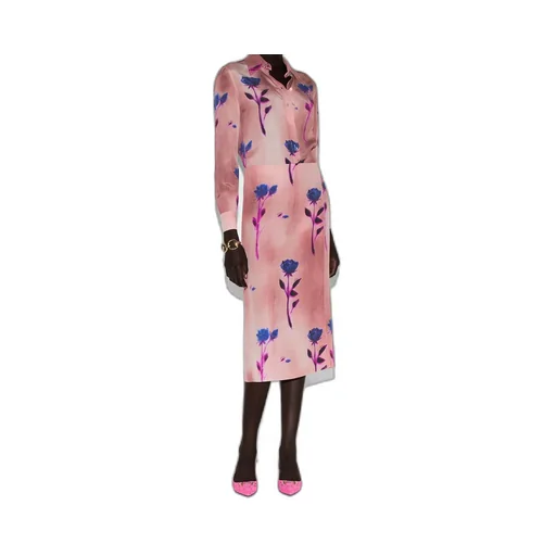 Floral print crêpe de chine skirt