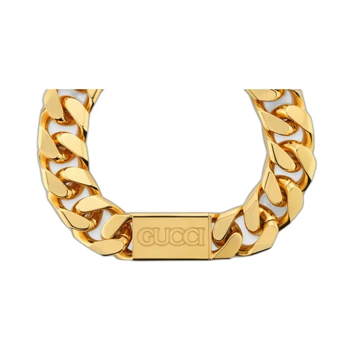 Chain necklace with Gucci script tag