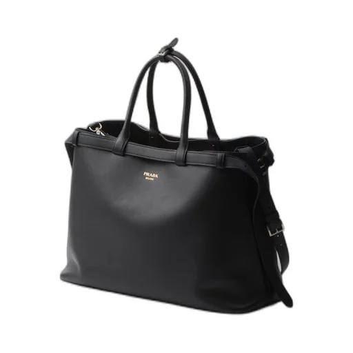 Prada Buckle leather handbag with double belt