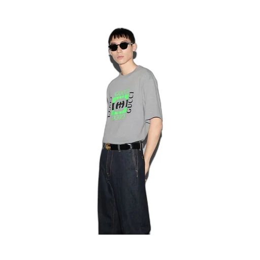 Cotton jersey T-shirt with Gucci print