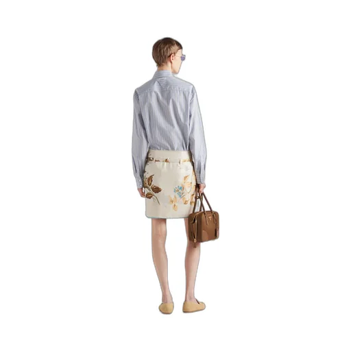 Printed silk twill miniskirt