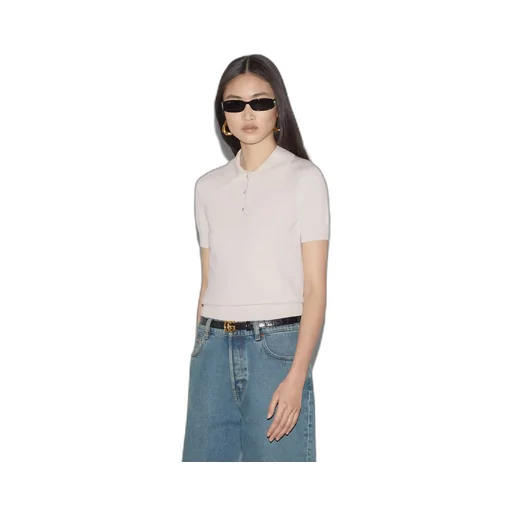 Wool silk polo top