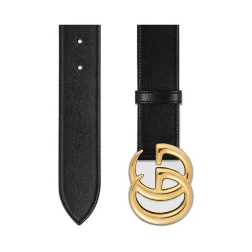 GG Marmont leather belt with shiny buckle