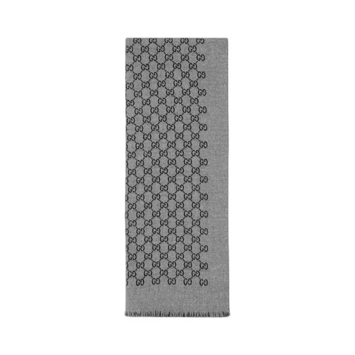 Double jacquard GG wool scarf
