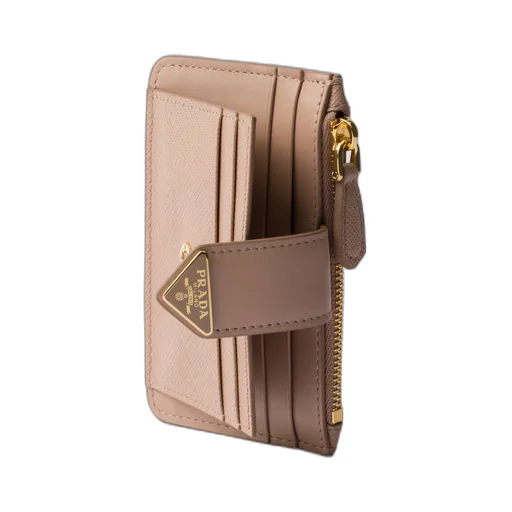 Saffiano and smooth leather card holder