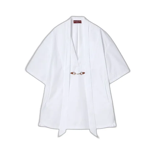 Cotton poplin dress with Horsebit