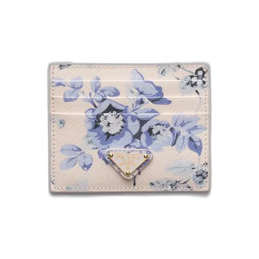 Printed Saffiano leather card holder