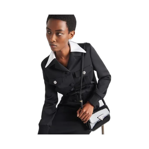 Single-breasted wool and satin jacket