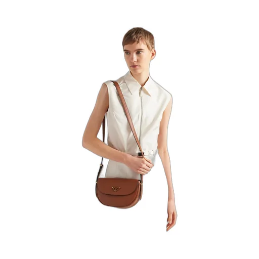 Prada Arqué leather shoulder bag with flap