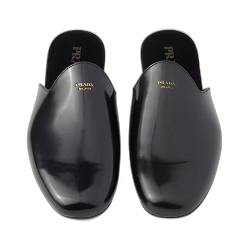 Brushed leather slippers