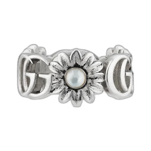 Double G mother of pearl ring