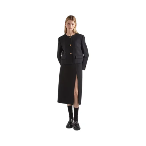 Single-breasted tricotine jacket