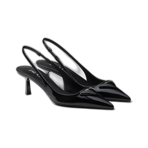 Patent leather slingback pumps