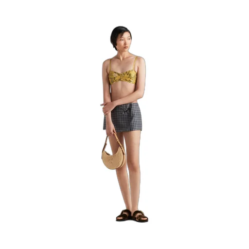 Printed silk twill miniskirt