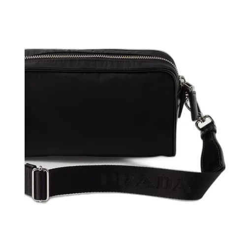 Re-Nylon and brushed leather shoulder bag