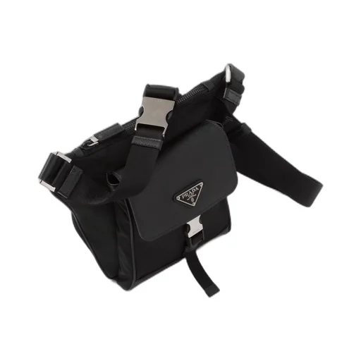 Re-Nylon and Saffiano leather shoulder bag