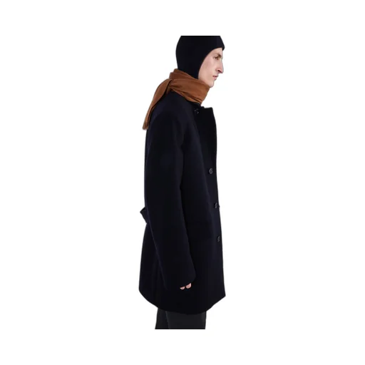 Single-breasted wool blend coat
