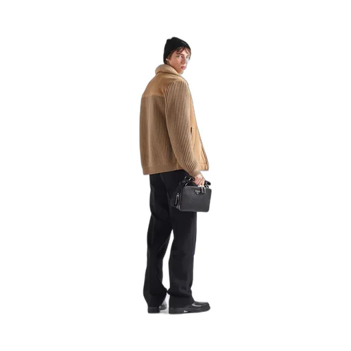 Shearling and knit jacket