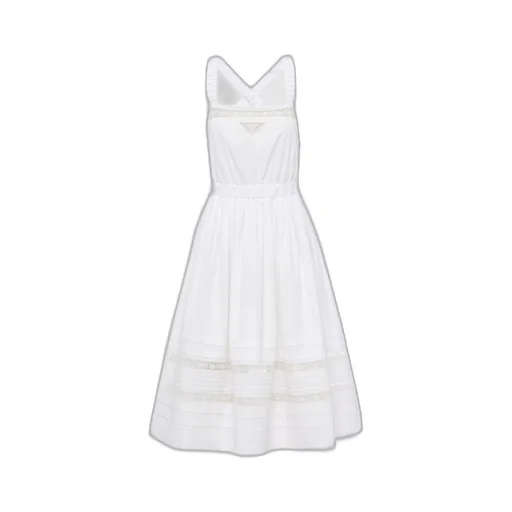 Intarsia poplin dress