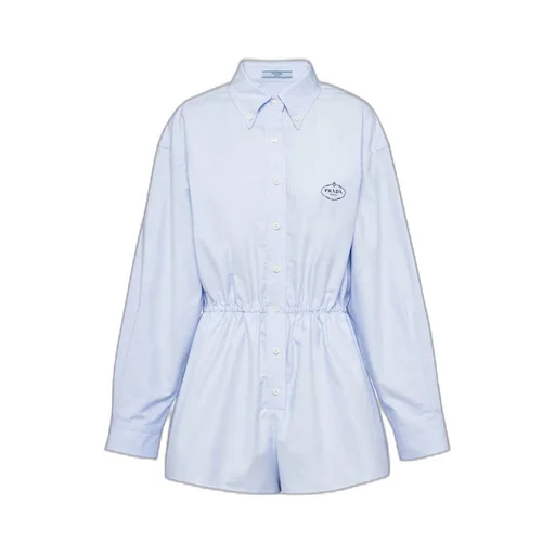 Embroidered Oxford cotton jumpsuit