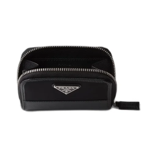 Re-Nylon and Saffiano leather coin purse