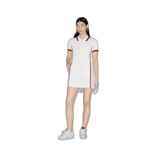 Cotton crêpe piquet polo dress