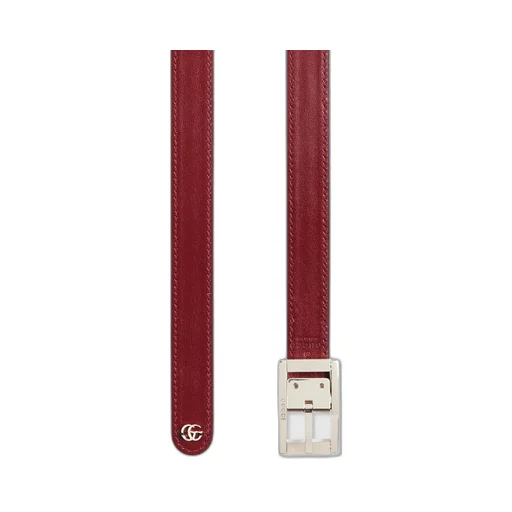 Reversible thin belt with rectangular buckle