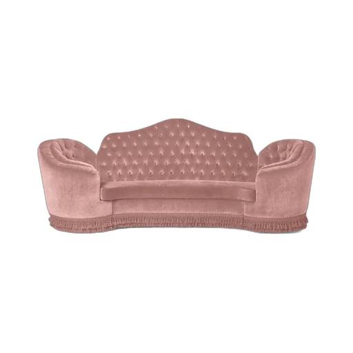 Capitonné camelback velvet sofa