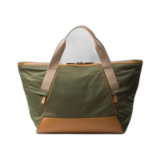 Re-Nylon and leather duffel bag