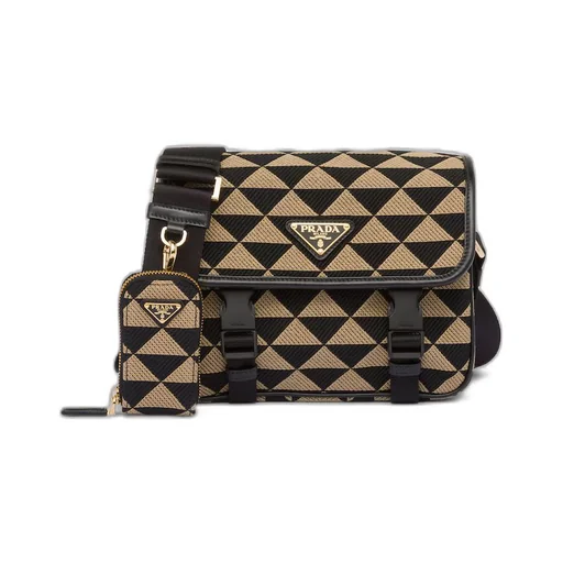 Prada Symbole embroidered fabric bag