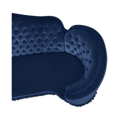 Capitonné camelback velvet sofa