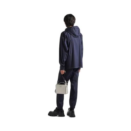 Stretch cotton shirt with hood