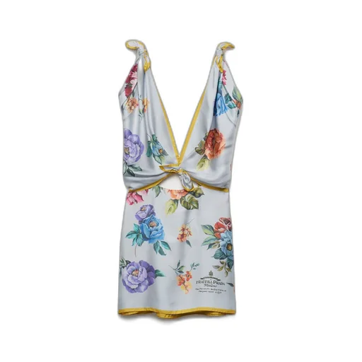 Printed silk twill mini-dress