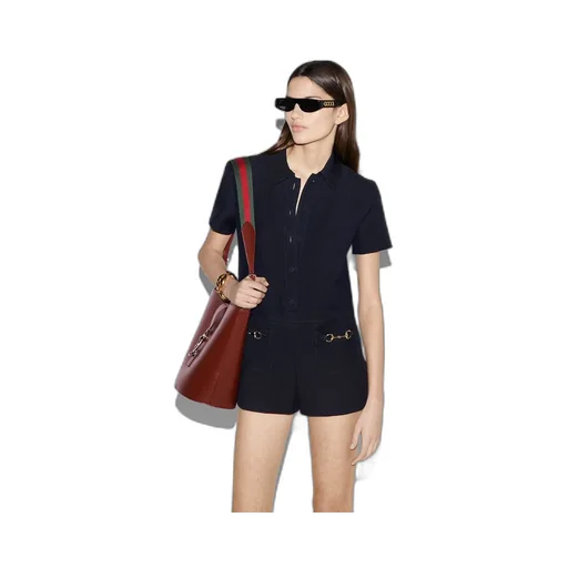 Wool silk jumpsuit with Horsebit