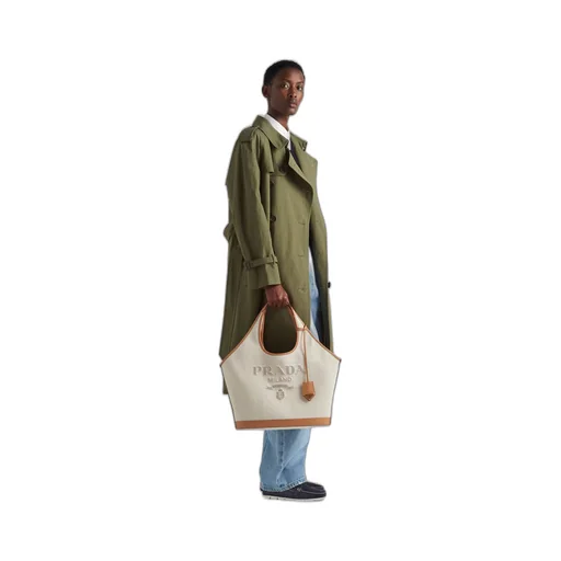 Double-breasted canvas trench coat