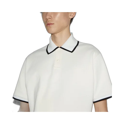 Cotton piquet polo top with embroidery