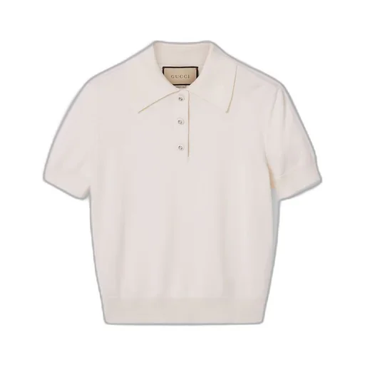 Wool silk polo top