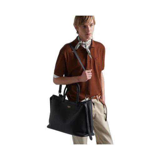 Prada Buckle leather handbag with double belt