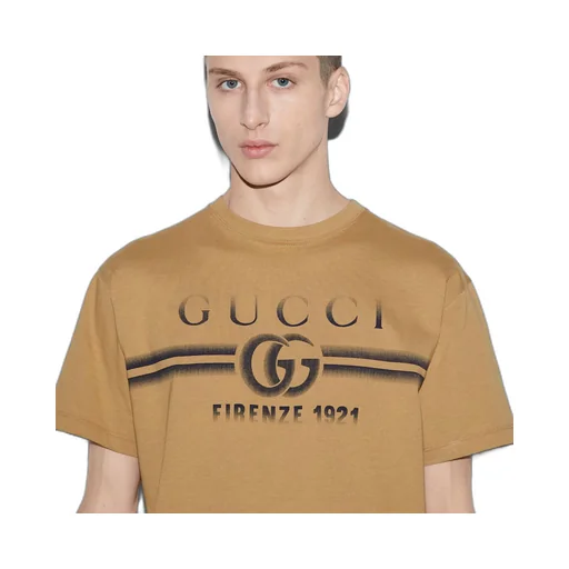 Cotton jersey T-shirt with Gucci print