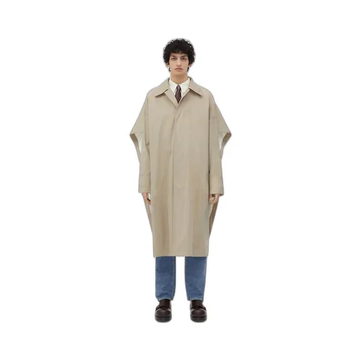Cotton Silk Cape Trench With Check Lining
