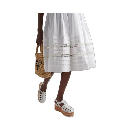 Intarsia poplin dress
