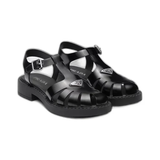 Brushed leather fisherman sandals