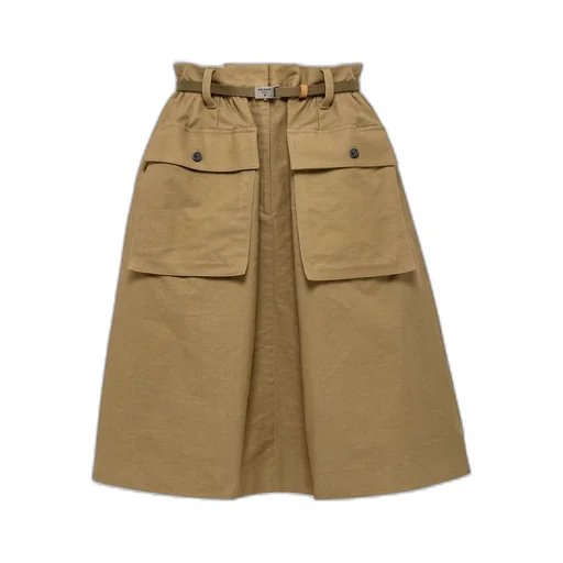 Cotton satin midi-skirt