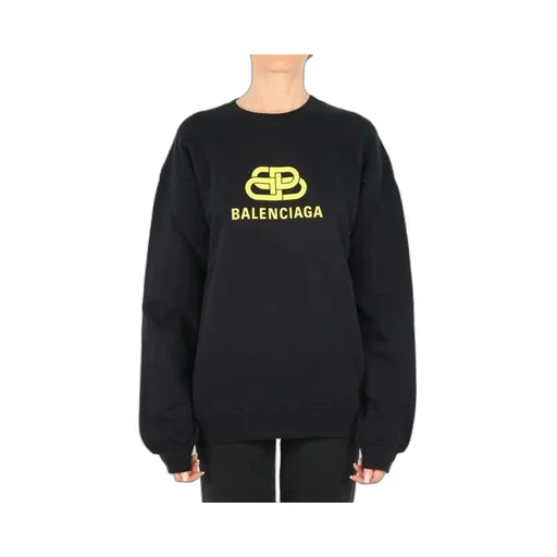 Logo Loose Swea Round-neck Long Sleeve Black