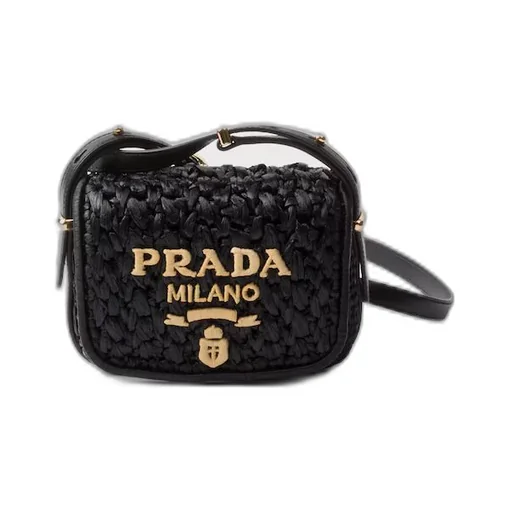 Crochet and leather shoulder bag