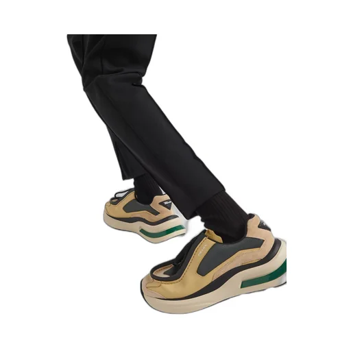 Systeme brushed leather sneakers with bike fabric and suede elements