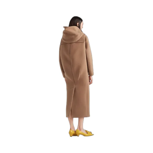 Long velour duffle coat