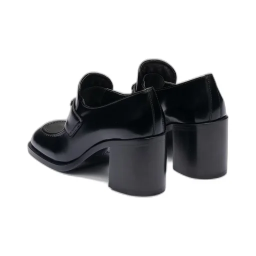 Brushed leather high-heel loafers