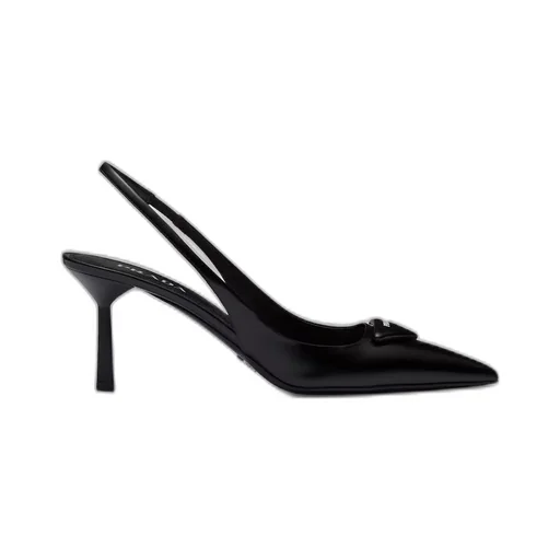 Brushed leather slingback pumps
